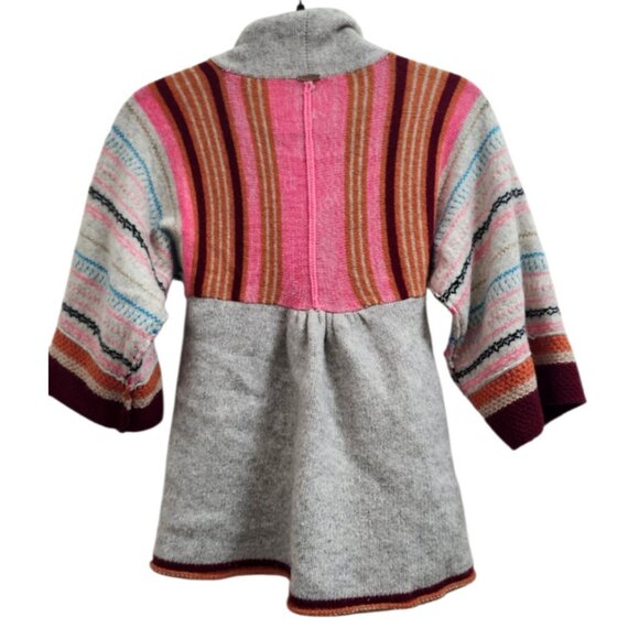 Vtg Y2k Free People Cardigan Sweater S Stripe Pink Red Turquoise Kimono Open - Picture 5 of 11